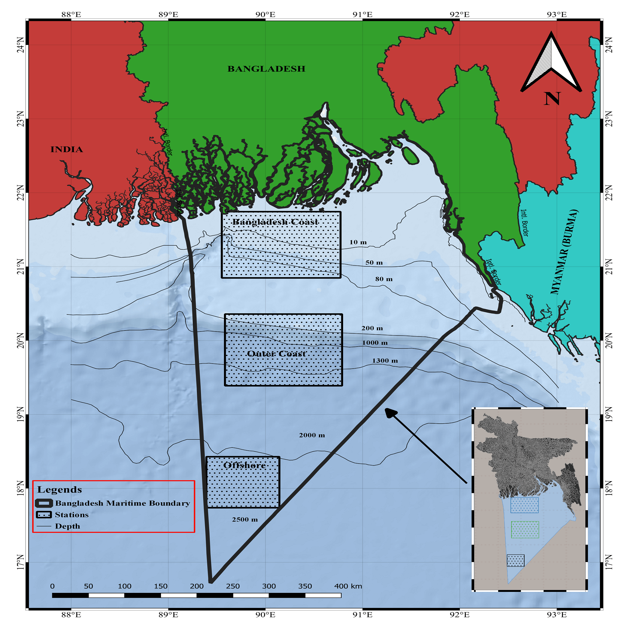 Chlorophyll-a map visualization over Bay of Bengal