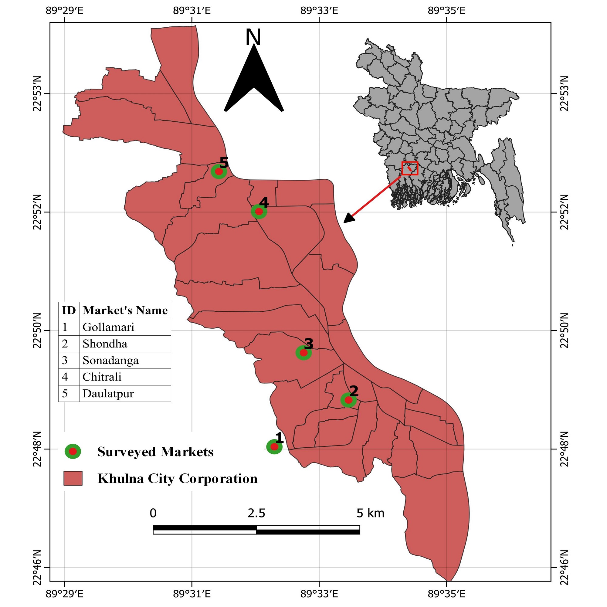 Land use land cover change analysis in Khulna region